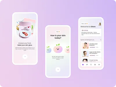 AI-powered skincare and nutrition app design Glora app design application branding graphic design logo ui ux
