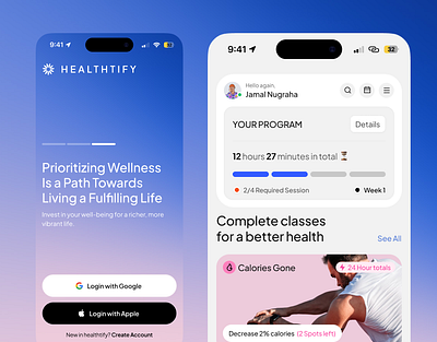HEALTHTIFY - Being Wellness app classes design healthy illustration logo mobile statistical tracker ui ux