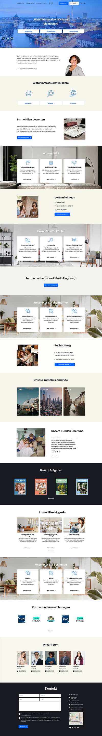 Website Design Landing Page Real State datavisualization figmadesign graphic design immobilien minimaldesign presentation design real state realstate ui uidesign website design