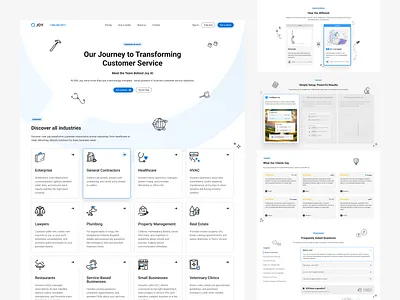 SaaS Industries page ai atf b2b branches call center compare customer service design heading icons landing page saas sections site tiles ui ux web website