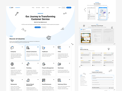 SaaS Industries page ai atf b2b branches call center compare customer service design heading icons landing page saas sections site tiles ui ux web website