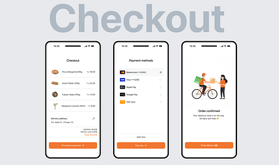 Checkout & Payment Flow | Food Delivery App checkout design flow foodapp mobile design payment ui ux web design