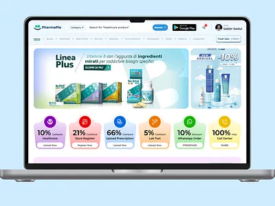 PharmaPie – Healthcare e-commerce Website Design ai website animation app design branding dark theme design design e commerce e learning logo modern app design modern design motion graphics online shop pharmacy trendy design ui ux vector website design white theme design