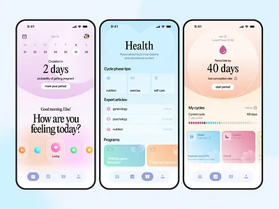 Bloom – Women’s Health & Cycle Tracker ai mobile app android cycle tracker daily reflections digital space health app ios mental health mobile app mobile app design mood analytics pastel aesthetic pastel interface period journal period tracking ui ux wellness woman cycle app women app