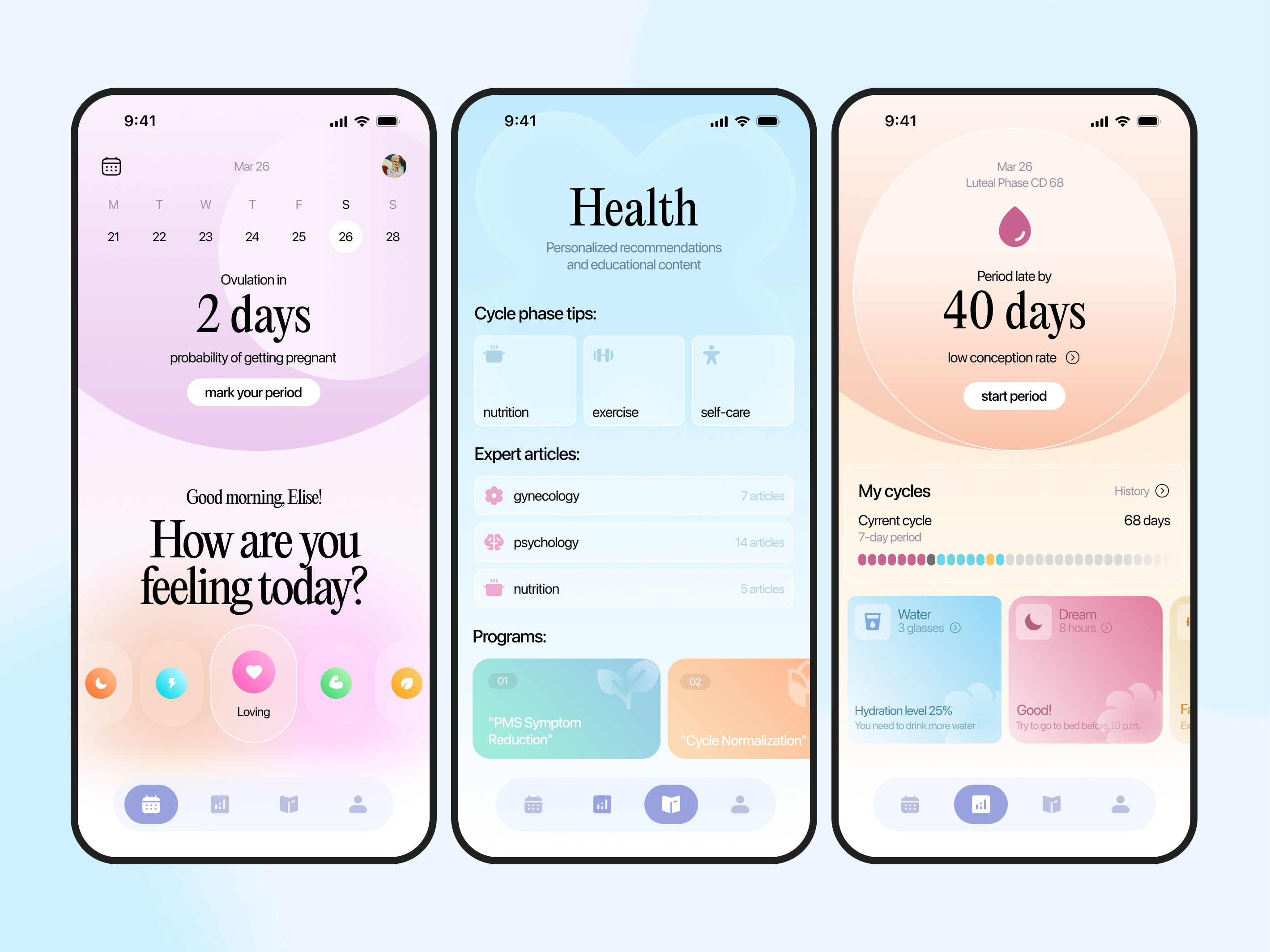 Example of UI/UX Wellness & Health Mobile Design
