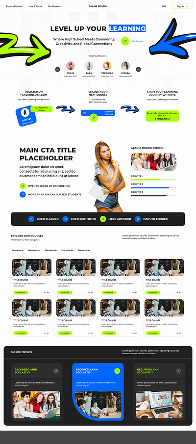 Online School branding component figma graphic design landing modern ui ux website