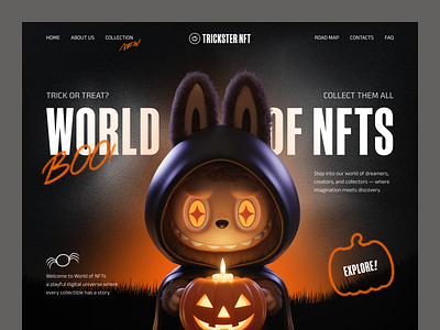Trickster – NFT Collection Platform design halloween nft nft collection nft platform ui uiux ux web web design website