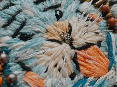 Blue Tiger bohemian boho design embroidery handmade illustration