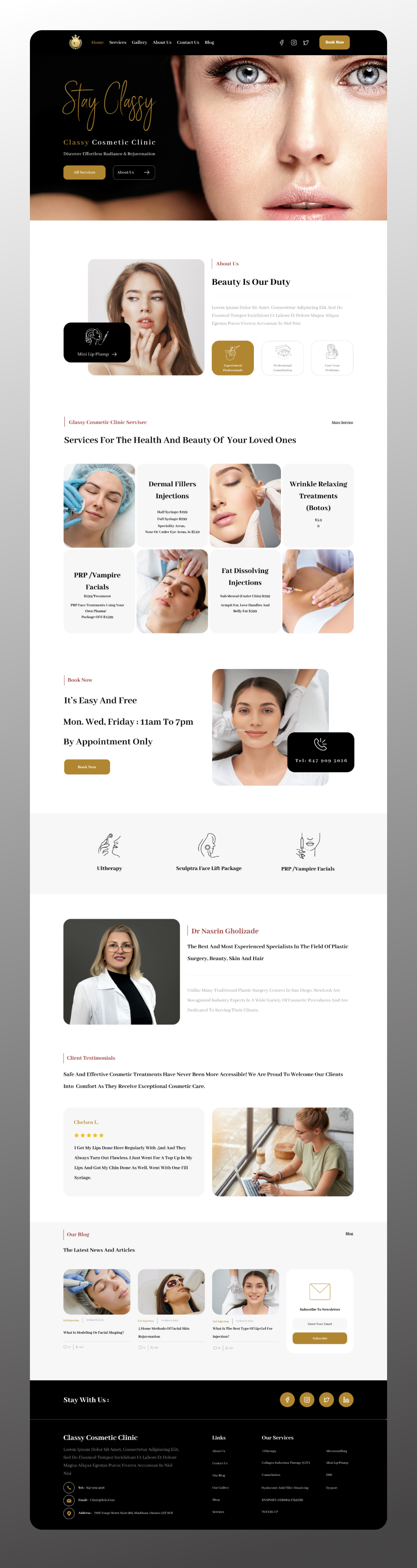 “Dr. Nasrin Gholizadeh — Aesthetic Medicine Website UI Design”