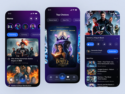 NextFlix - Movie Streaming App Design app design clean design media app mobile app mobile ui movie movie streaming app moviestreaming online movies stream app streaming uxui video streaming