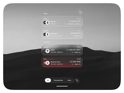 Notifications 🔔 crypto liquid glass minimal notification ui