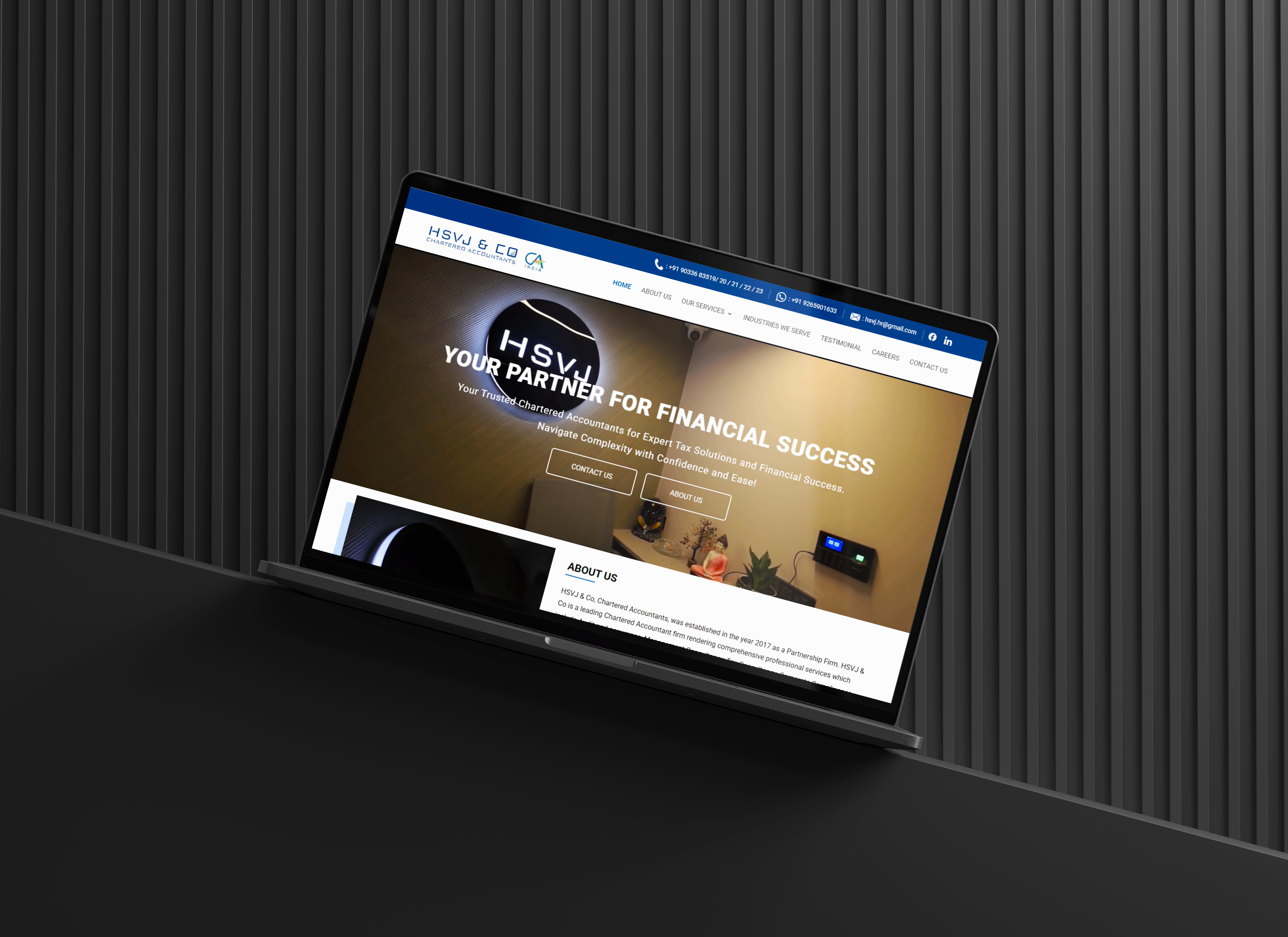 HSVJ & Co, Chartered Accountants Website ui uiux web design