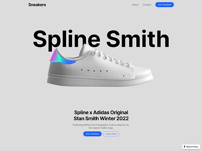 Spline Smith — Framer + Spline 3d 3d website framer interactive 3d landing page sneakers spline stan smith template website