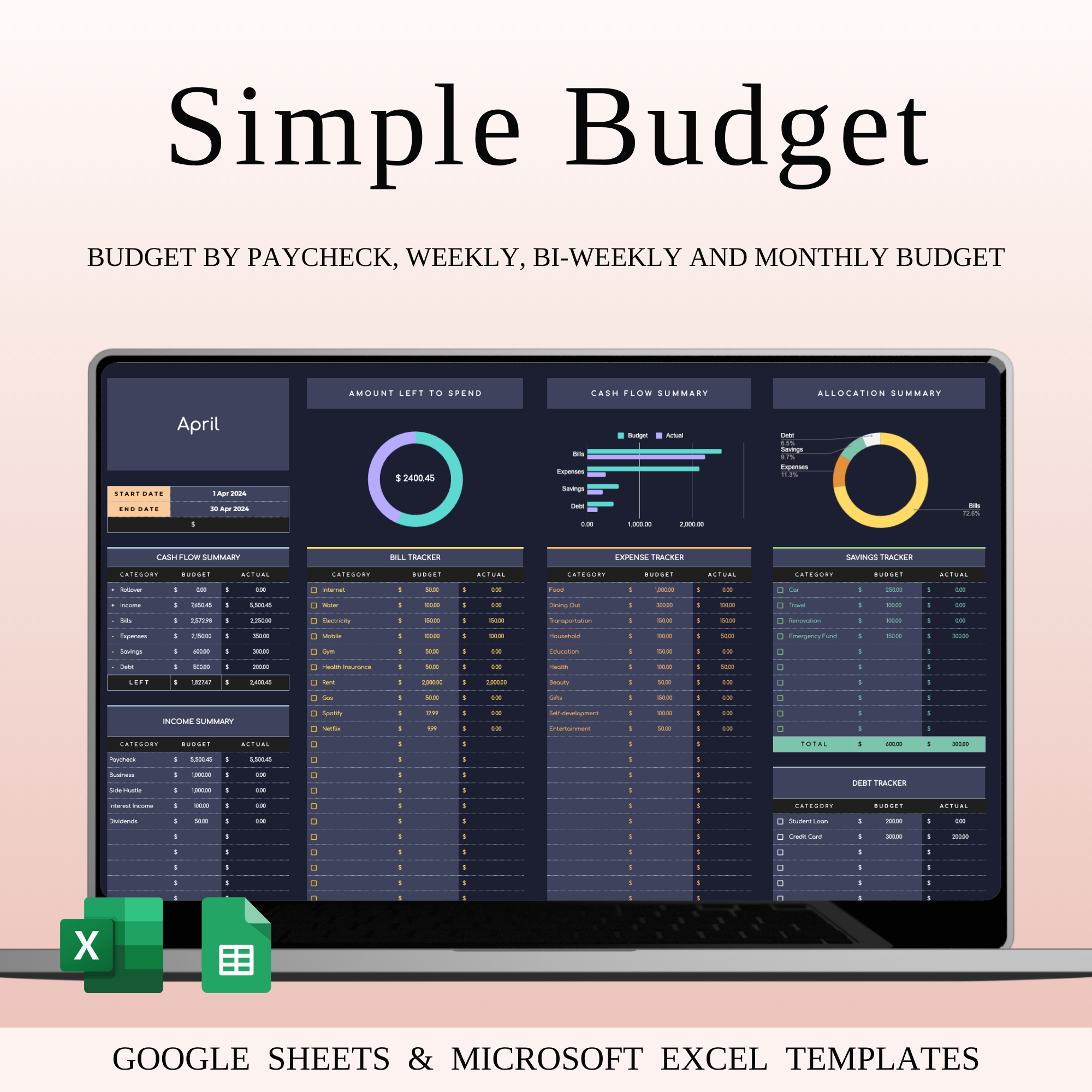 Budget Planner | Monthly Finance Tracker, Excel & Google Sheets budget planner budget tracker budgeting budgeting tool cash flow tracker dark theme spreadsheet excel template expense tracker finance organizer finance tracker financial goals financial planning google sheets template income tracker money management money planner monthly budget personal finance savings tracker spending tracker