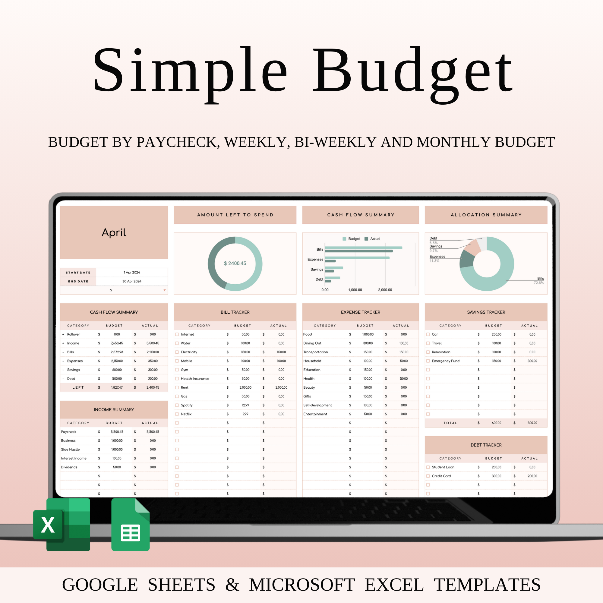 Easy Budget Planner for Personal Finance Tracking budget tracker budgeting budgeting tool cash flow tracker elegant theme spreadsheet excel template expense tracker finance organizer finance tracker financial control financial goals financial planning google sheets template household budget income tracker money management money planner personal finance tracker savings tracker spending tracker