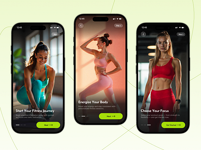 Fitness App Onboarding UI Design appconcept cleanui dailyui designinspiration dribbbledesign figmadesign fitnessapp fitnessui gymappui healthappdesign minimalui mobileappdesign mobileui moderndesign onboardingscreen uidesign uiuxdesigner uxdesign uxinspiration workoutapp