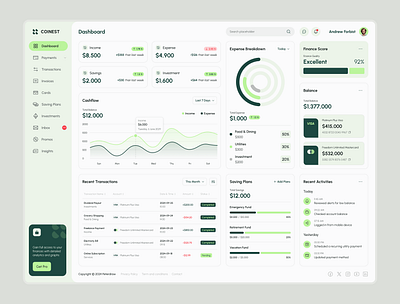 Coinest Dashboard V2 Page – Finance Management Dashboard Figma admin dashboard dashboard digital design figma figma design finance financial app fintech inbox design modern ui product design responsive ui design ui inspiration ui showcase ui trends uiux ux design