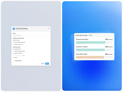☄️ Marketing Campaigns and AI Metrics | Product Design app art black blue brand business clean color graphic design interface design minimal modern product design typography ui ui desogn ux web web design website