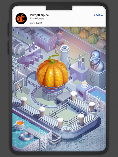 Pumpkin Spice Factory 3D animation 3d 3danimation 3dcartoon 3dillustration blender3d coffee factory isometrical pumpkin