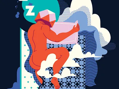 Sleepy Head I bed butt clouds dark diamonds dreaming gay geometric graphic design moon muscle night pattern sleeping starry tarot