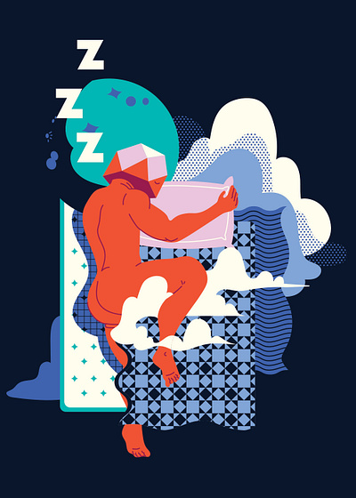 Sleepy Head I bed butt clouds dark diamonds dreaming gay geometric graphic design moon muscle night pattern sleeping starry tarot