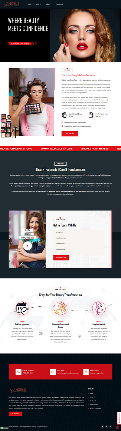 Angels Threading Facial Website Developed by UnitedebSoft.in branding graphic design ui web