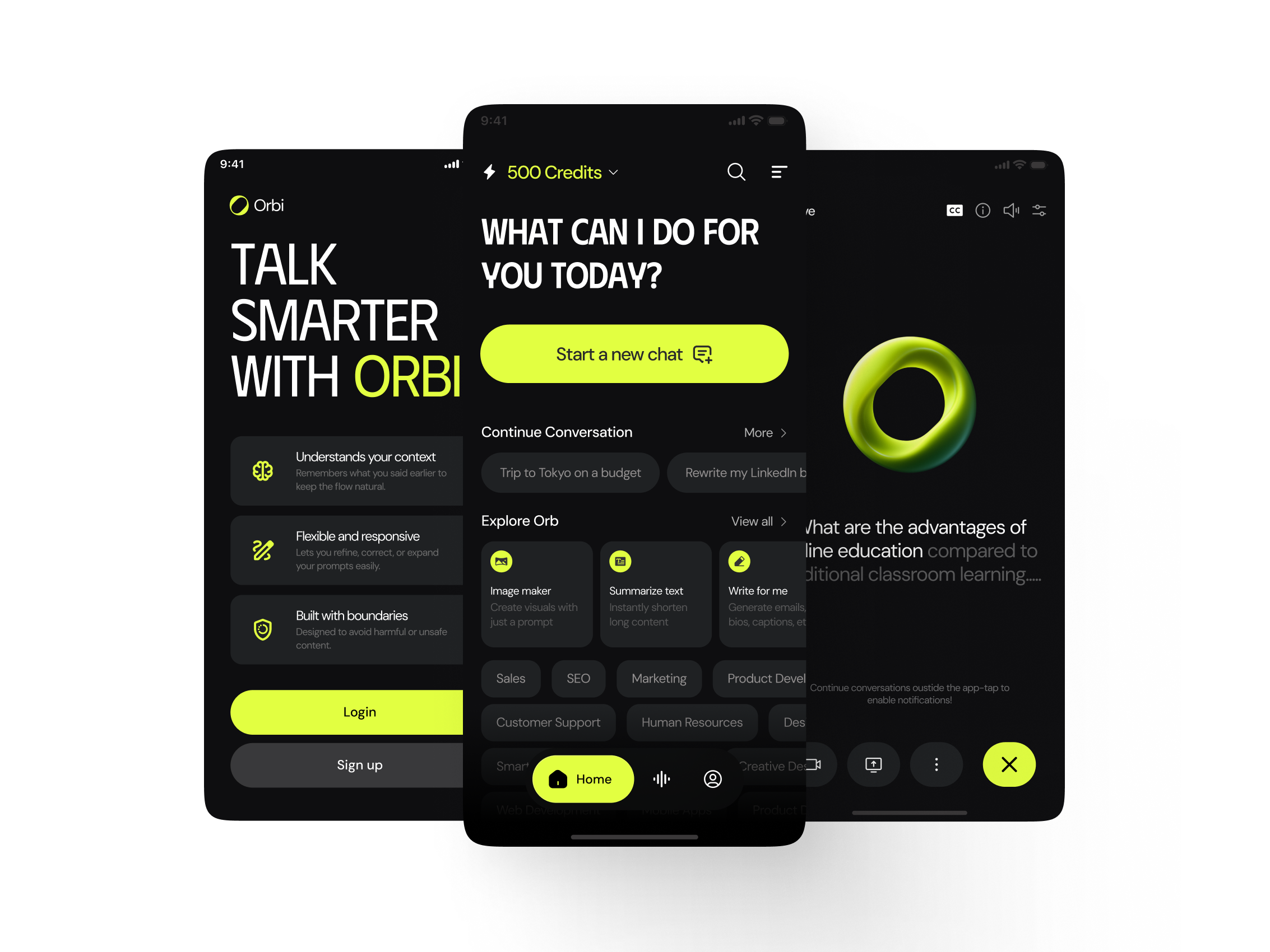 Orbi Ai Your Personal Ai Chatbot 3d ai animation app design branding chatbot graphic design logo motion graphics personal chatbot ui