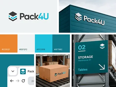 Pack4U – Brand Identity Design brand identity branding clean company logo design system fulfillment logistics logo logo design mockup modern transport vector visual communication