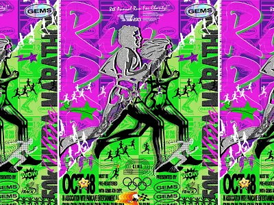 50K ULTRA GEM 5k collage colors design digital flyer graphic design illustration logo marathon neon photoshop poster running sports streetwear vector