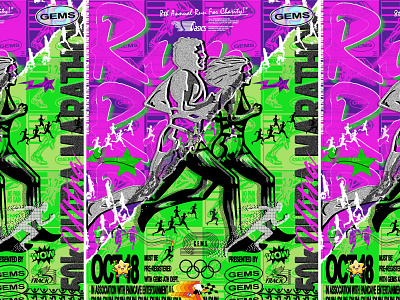 50K ULTRA GEM 5k collage colors design digital flyer graphic design illustration logo marathon neon photoshop poster running sports streetwear vector