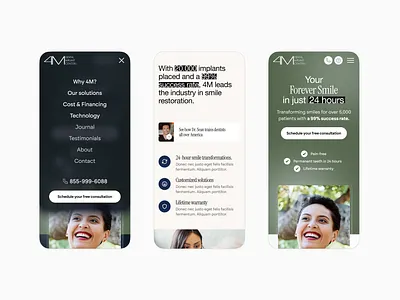 Dental practice mobile screens