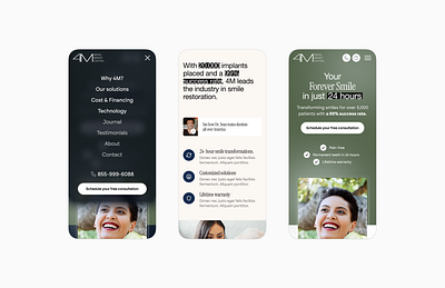 Dental practice mobile screens