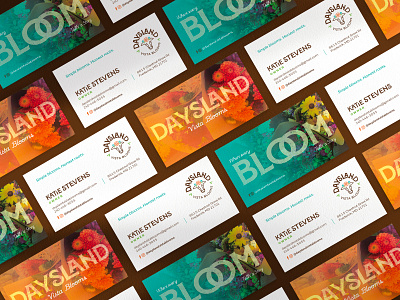 Daysland Vista Blooms blooms branding brandmark business card daysland farm feminine floral flowers logo natural orange rustic seal stationary teal vibrant vista