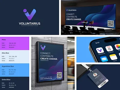 Voluntarius – Brand Identity Design brand identity branding clean design design system gradient logo logo design menagement modern vector volunteering