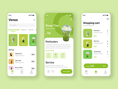 Drinks Ordering Page coffee design e commerce figma mobile shopping tea ui ux