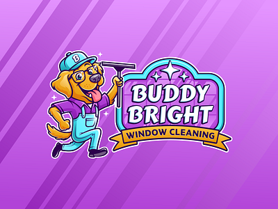 Buddy Bright branding dog golden retriever home service home service brandingm illustration logo vector art window cleaning