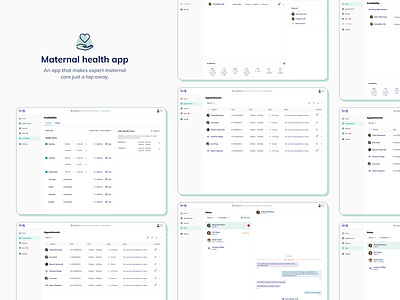 Maternal Care Web App | UI & UX healthcare healthcare app maternal health app medical app patient dashboard ui ux