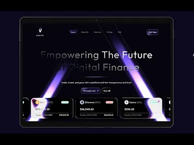 AMINI – A modern crypto investment landing page UI crypto web dark theme figma landingpage prototype ui ux web design