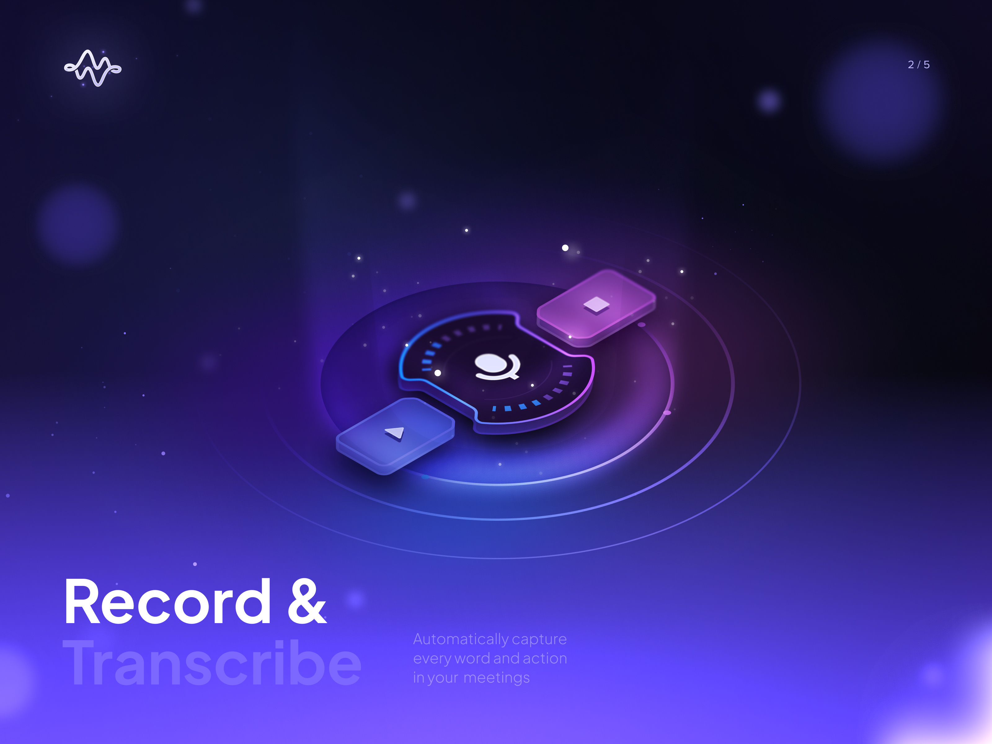 Record & Transcribe - illustration 2/5 ai design icon illustration isometric meeting notes record transcribe recording saas transcription ui design ux design voice to text web app