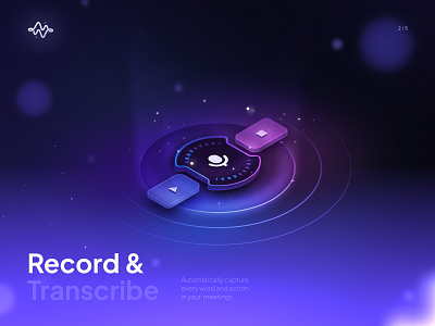 Record & Transcribe - illustration 2/5 ai design icon illustration isometric meeting notes record transcribe recording saas transcription ui design ux design voice to text web app