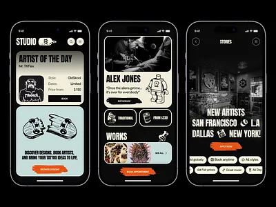 Tattoo culture app concept animation branding graphic design illustration mobile motion graphics tattoo ui