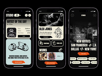 Tattoo culture app concept animation branding graphic design illustration mobile motion graphics tattoo ui