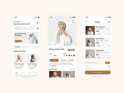 Hijab E-Commerce App UI - Minimal & Modern Design app design design e commerce figma minimal design shopping app ui uiux design ux design