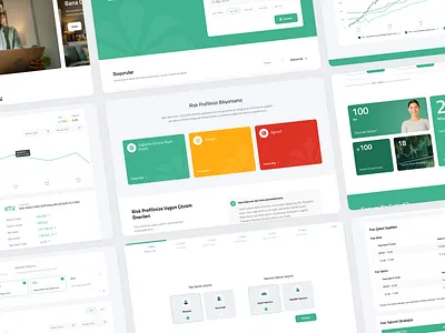 Some screen shots from the Kuveyt Türk Portföy website design bank card clean figma green numerical data product design screen section ui ui design ux ux design