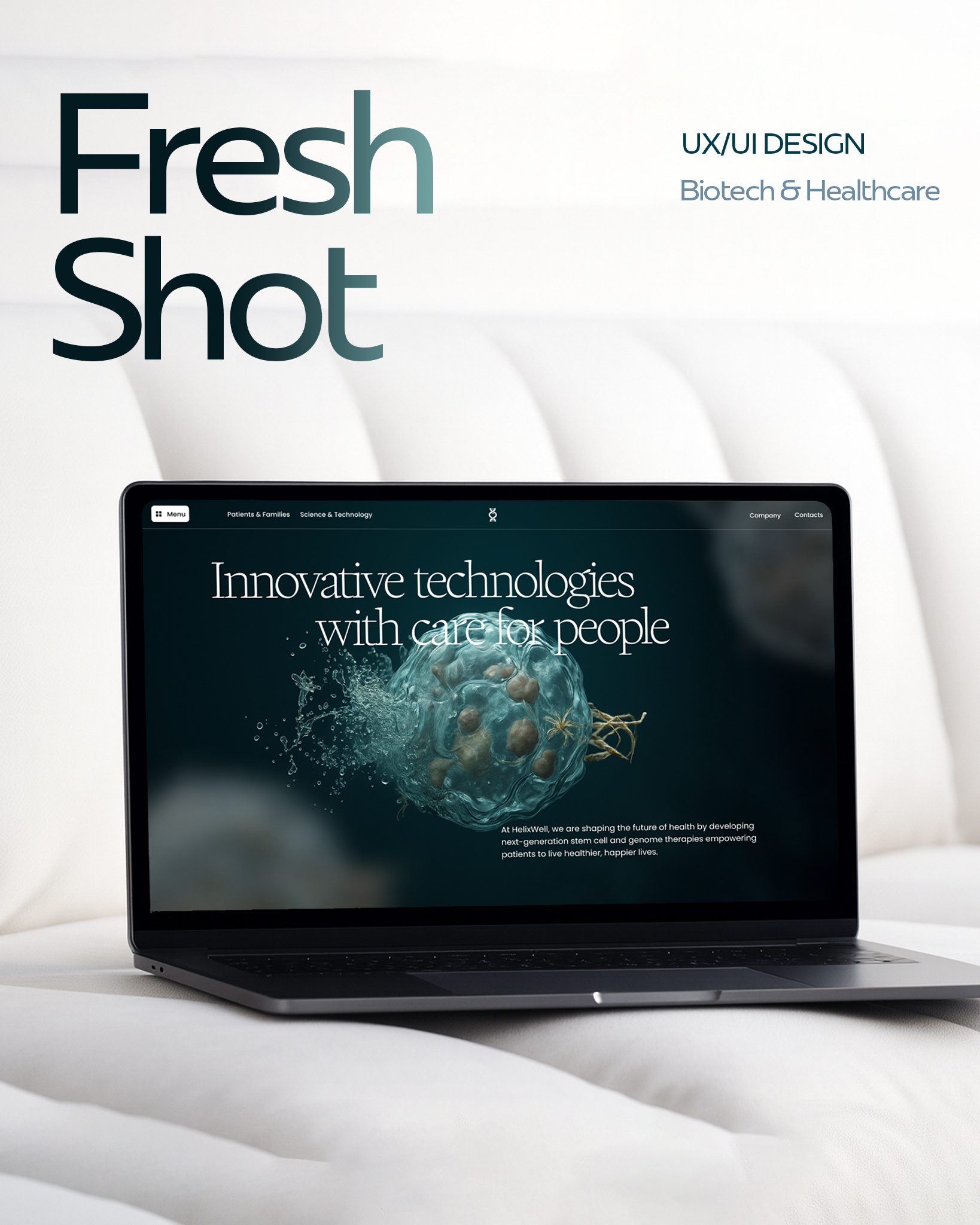 Helixwell Biotech 3d accessibility biotech clean darkui designsystem dna editorial genomics gradient healthcare landingpage medtech science typography ui ux webdesign website wordpress