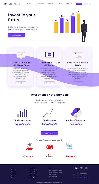 Investosphere - Homepage Design - Light adobe photoshop branding design figma graphic design homepage illustration image logo png ui ux website xd