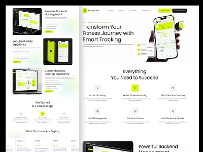 FitTrack – Your Smart Fitness Companion 🏋️‍♀️ appdesign creativedesign designportfolio fitnessapp fitnessui landingpagedesign landingpageui ui uiuxdesign