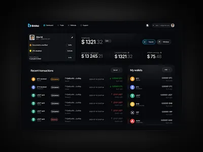 ⬆️ Crypto Wallet Dashboard UI affiliate earnings blockchain interface crypto dashboard cryptocurrency design digital assets finance tech modern ui productdesign secure crypto platform transaction tracking ui uiux user friendly design ux wallet management