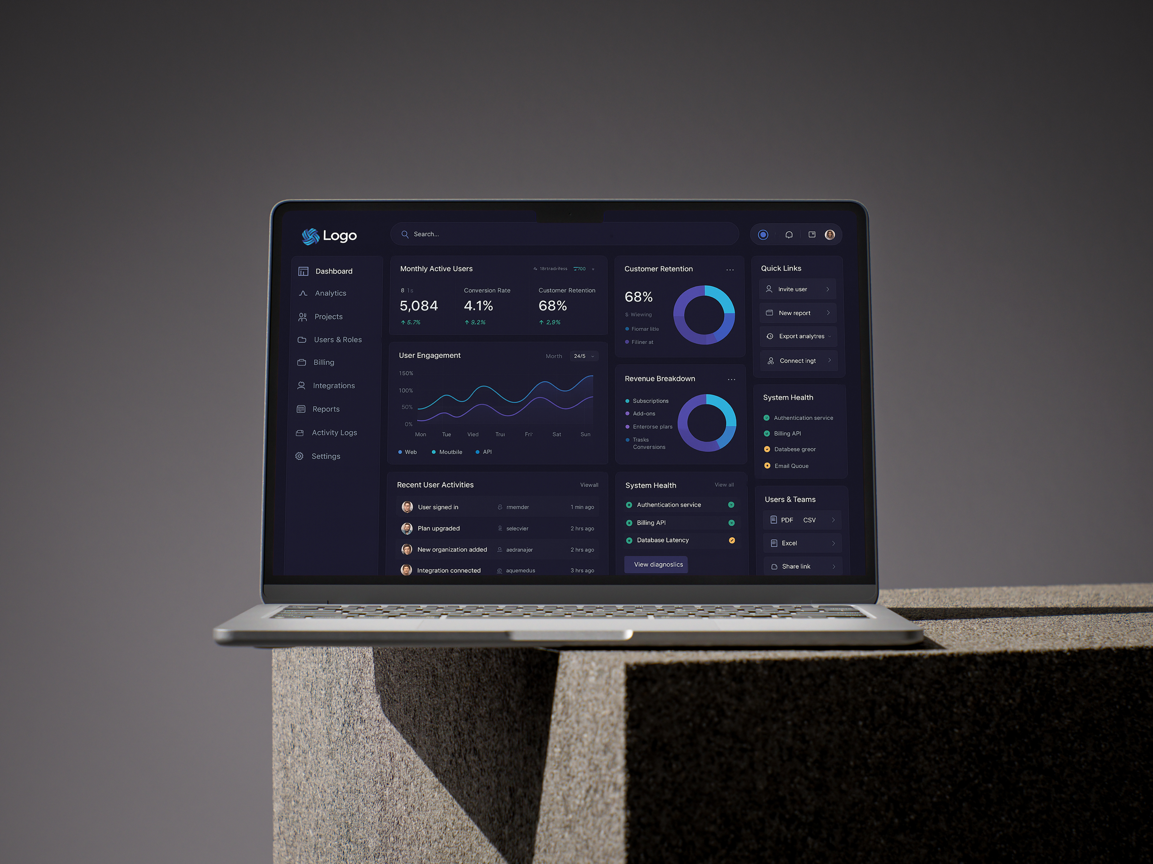 Example of Web App Dashboard UI UX Design Saa S, Crm