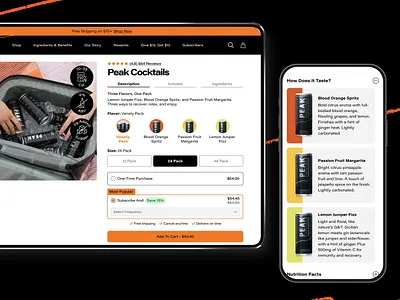 Peak Cocktails - Product Page design ecommerce onlinestore ui userexperience ux uxdesign uxui website